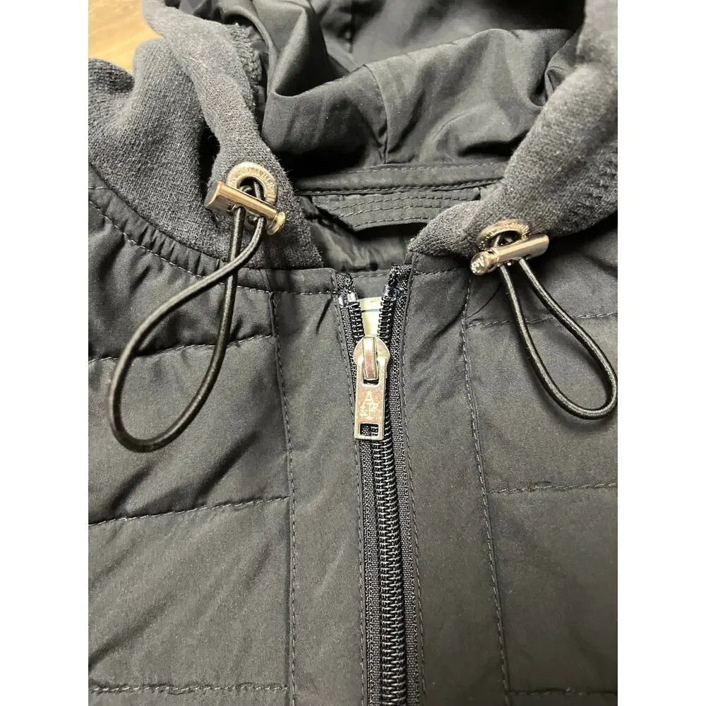 Abercrombie & Fitch Women’s XS Black Quilted Hybrid Hooded Zip Jacket Y2K Puffer